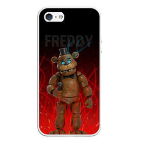 Чехол для iPhone 5/5S матовый с принтом FNAF FREDDY в Белгороде, Силикон | Область печати: задняя сторона чехла, без боковых панелей | игры | искры | красный | стиль | фнаф | фредди