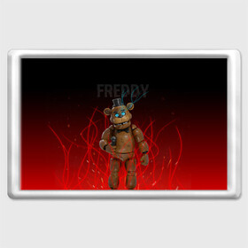 Магнит 45*70 с принтом FNAF FREDDY в Белгороде, Пластик | Размер: 78*52 мм; Размер печати: 70*45 | Тематика изображения на принте: игры | искры | красный | стиль | фнаф | фредди