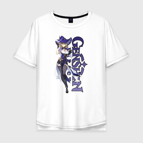 Мужская футболка хлопок Oversize с принтом GENSHIN IMPACT (Lisa) в Белгороде, 100% хлопок | свободный крой, круглый ворот, “спинка” длиннее передней части | anime | game | genshin | genshin impact | impact | lisa | аниме | игра | лиза