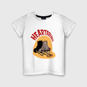 Детская футболка хлопок с принтом Хартбрейкер в Белгороде, 100% хлопок | круглый вырез горловины, полуприлегающий силуэт, длина до линии бедер | bird born | birdborn | heart | ирония | кот | котики | коты | любовь | сердечки | сердце | юмор