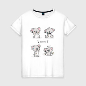 Женская футболка хлопок с принтом Милые коалы в Белгороде, 100% хлопок | прямой крой, круглый вырез горловины, длина до линии бедер, слегка спущенное плечо | bear | koala | животное | коала | коалы | медведи | медведь