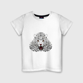 Детская футболка хлопок с принтом Леопард в Белгороде, 100% хлопок | круглый вырез горловины, полуприлегающий силуэт, длина до линии бедер | большая кошка | дикий зверь | зверь | кошка | леопард