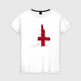 Женская футболка хлопок с принтом Англия в Белгороде, 100% хлопок | прямой крой, круглый вырез горловины, длина до линии бедер, слегка спущенное плечо | карта | мира | остров | силуэт | страны | флаг