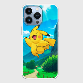 Чехол для iPhone 13 Pro с принтом Радостный Пикачу в прыжке в Белгороде,  |  | anime | picachu | pikachu | аниме | милый | пика | пикачу | покебол | покемон