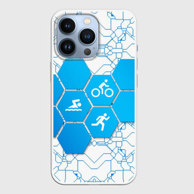Чехол для iPhone 13 Pro с принтом Плыви, Крути, Беги в Белгороде,  |  | bike | ironman | run | running | swim | swimming | triathlon | бег | бегун | велосипед | велоспорт | выносливость | железный человек | плавание | спорт на выносливость | триатлон | цикличный вид спорта