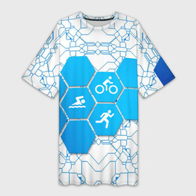 Платье-футболка 3D с принтом Плыви, Крути, Беги в Белгороде,  |  | bike | ironman | run | running | swim | swimming | triathlon | бег | бегун | велосипед | велоспорт | выносливость | железный человек | плавание | спорт на выносливость | триатлон | цикличный вид спорта