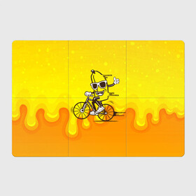 Магнитный плакат 3Х2 с принтом Банан на велосипеде в Белгороде, Полимерный материал с магнитным слоем | 6 деталей размером 9*9 см | Тематика изображения на принте: байк | банан | бананчик | велик | велосипед | живой банан | спорт