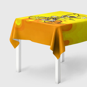 Скатерть 3D с принтом Банан на велосипеде в Белгороде, 100% полиэстер (ткань не мнется и не растягивается) | Размер: 150*150 см | байк | банан | бананчик | велик | велосипед | живой банан | спорт