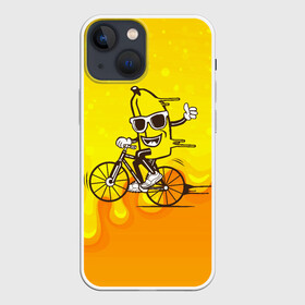 Чехол для iPhone 13 mini с принтом Банан на велосипеде в Белгороде,  |  | байк | банан | бананчик | велик | велосипед | живой банан | спорт