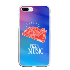 Чехол для iPhone 7Plus/8 Plus матовый с принтом PIZZA MUSIC в Белгороде, Силикон | Область печати: задняя сторона чехла, без боковых панелей | Тематика изображения на принте: d.j | dj | pizza | диджей | музыка | музыканту | пицца | прикол | шутка