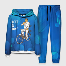 Мужской костюм 3D (с толстовкой) с принтом Велосипед и пиво в Белгороде,  |  | Тематика изображения на принте: без рук | вело | велосипед | велосипедист | колеса | руль | спорт