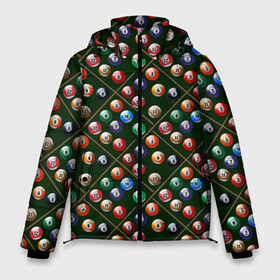 Мужская зимняя куртка 3D с принтом Бильярд в Белгороде, верх — 100% полиэстер; подкладка — 100% полиэстер; утеплитель — 100% полиэстер | длина ниже бедра, свободный силуэт Оверсайз. Есть воротник-стойка, отстегивающийся капюшон и ветрозащитная планка. 

Боковые карманы с листочкой на кнопках и внутренний карман на молнии. | a game | balls | billiards | eight | pool | russian billiards | snooker | tournament | бильярд | восьмерка | игра | пул | русский бильярд | снукер | турнир | шары