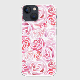 Чехол для iPhone 13 mini с принтом Розовые розы в Белгороде,  |  | botanic | flower | pink | rose | summer | watercolor | акварель | акварельный | белый | ботаника | весна | летний | лето | нежный | пастельный | розовый | розы | цветочный | цветы