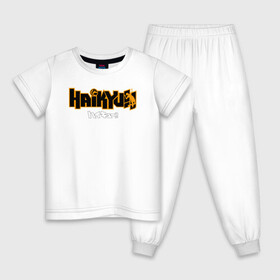 Детская пижама хлопок с принтом Логотип Haikyu!! в Белгороде, 100% хлопок |  брюки и футболка прямого кроя, без карманов, на брюках мягкая резинка на поясе и по низу штанин
 | anime | haikyu | haikyuu | karasuno | manga | академия | аниме | аобаджосай | волейбол | волейбольный клуб | датэко | инаризаки | карасуно | логотип | манга | мяч | некома | старшая школа | хаику | хаикую | шираторизава
