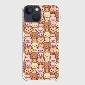 Чехол для iPhone 13 mini с принтом Animals в Белгороде,  |  | animals | background | bears | cats | dogs | pattern | pig | seals | животные | котики | коты | медведи | мишки | паттерн | поросенок | свинка | свинья | собаки | собачки | фон