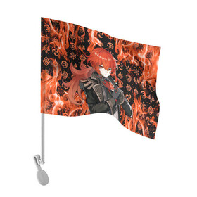 Флаг для автомобиля с принтом DILUC (FIRE) в Белгороде, 100% полиэстер | Размер: 30*21 см | anime | diluc | game | genshin | genshin impact | impact | аниме | дилюк | игра