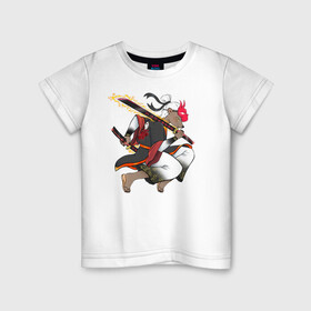 Детская футболка хлопок с принтом Honey badger samurai в Белгороде, 100% хлопок | круглый вырез горловины, полуприлегающий силуэт, длина до линии бедер | барсук | зверь | иллюстрация | китай | медоед | самурай