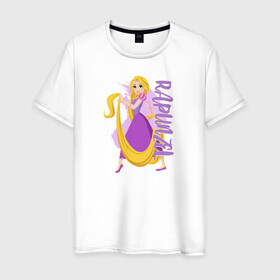 Мужская футболка хлопок с принтом Rapunzel Princess в Белгороде, 100% хлопок | прямой крой, круглый вырез горловины, длина до линии бедер, слегка спущенное плечо. | Тематика изображения на принте: disney | disney princess | rapunzel | дисней | прнцесса | рапунцель