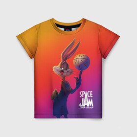 Детская футболка 3D с принтом Space Jam 2 Багз Банни в Белгороде, 100% гипоаллергенный полиэфир | прямой крой, круглый вырез горловины, длина до линии бедер, чуть спущенное плечо, ткань немного тянется | bugs bunny | space jam | space jam 2 | space jam a new legacy | vdzabma | багз банни | космический джем | космический джем 2 | космический джем: новое поколение