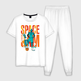 Мужская пижама хлопок с принтом Space Jam Lebron в Белгороде, 100% хлопок | брюки и футболка прямого кроя, без карманов, на брюках мягкая резинка на поясе и по низу штанин
 | bugs bunny | lebron james | space jam | space jam 2 | space jam a new legacy | tweety | vdzabma | багз банни | космический джем | космический джем 2 | космический джем: новое поколение | леброн джеймс | твити
