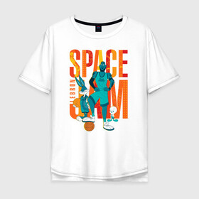 Мужская футболка хлопок Oversize с принтом Space Jam Lebron в Белгороде, 100% хлопок | свободный крой, круглый ворот, “спинка” длиннее передней части | bugs bunny | lebron james | space jam | space jam 2 | space jam a new legacy | tweety | vdzabma | багз банни | космический джем | космический джем 2 | космический джем: новое поколение | леброн джеймс | твити