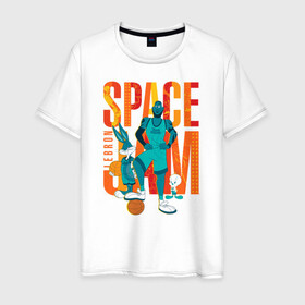 Мужская футболка хлопок с принтом Space Jam Lebron в Белгороде, 100% хлопок | прямой крой, круглый вырез горловины, длина до линии бедер, слегка спущенное плечо. | Тематика изображения на принте: bugs bunny | lebron james | space jam | space jam 2 | space jam a new legacy | tweety | vdzabma | багз банни | космический джем | космический джем 2 | космический джем: новое поколение | леброн джеймс | твити