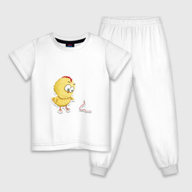 Детская пижама хлопок с принтом Цыпа в Белгороде, 100% хлопок |  брюки и футболка прямого кроя, без карманов, на брюках мягкая резинка на поясе и по низу штанин
 | Тематика изображения на принте: детский | детям | желтый | лето | малыш | прикол | розовый | цыпленок | червяк | юмор