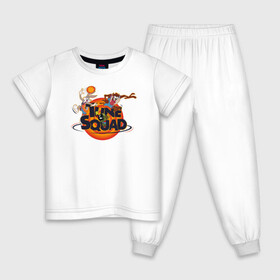 Детская пижама хлопок с принтом Tune Squad в Белгороде, 100% хлопок |  брюки и футболка прямого кроя, без карманов, на брюках мягкая резинка на поясе и по низу штанин
 | Тематика изображения на принте: bugs bunny | marvin | space jam | space jam 2 | space jam a new legacy | tasmanian devil | taz | tune squad | vdzabma | багз банни | космический джем | космический джем 2 | космический джем: новое поколение | таз | тасманский дьявол | тюн