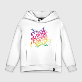 Детское худи Oversize хлопок с принтом Rainbow Cat в Белгороде, френч-терри — 70% хлопок, 30% полиэстер. Мягкий теплый начес внутри —100% хлопок | боковые карманы, эластичные манжеты и нижняя кромка, капюшон на магнитной кнопке | animal | cat | cute | kitty | meow | друг | животные | киска | кися | китти | кот | котенок | котик | котэ | кошечка | кошка | мур | мяу | питомец