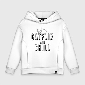 Детское худи Oversize хлопок с принтом Catflix в Белгороде, френч-терри — 70% хлопок, 30% полиэстер. Мягкий теплый начес внутри —100% хлопок | боковые карманы, эластичные манжеты и нижняя кромка, капюшон на магнитной кнопке | animal | cat | cute | kitty | meow | друг | животные | киска | кися | китти | кот | котенок | котик | котэ | кошечка | кошка | мур | мяу | питомец