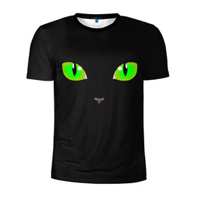 Мужская футболка 3D спортивная с принтом КОШАЧЬИ ГЛАЗКИ в Белгороде, 100% полиэстер с улучшенными характеристиками | приталенный силуэт, круглая горловина, широкие плечи, сужается к линии бедра | cat | cat eyes | eyes | аниме | взгляд | глаза | глаза кошки | глазки | животные | зелёный | киса | кот | коте | котейка | котенок | котэ | котя | кошачий глаз | кошачьи глаза | кошечка | кошка | мордочка