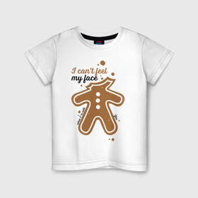 Детская футболка хлопок с принтом Печенька в Белгороде, 100% хлопок | круглый вырез горловины, полуприлегающий силуэт, длина до линии бедер | арт | иллюстрация | печенье | печенька | пряник