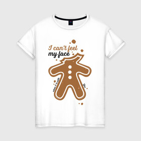 Женская футболка хлопок с принтом Печенька в Белгороде, 100% хлопок | прямой крой, круглый вырез горловины, длина до линии бедер, слегка спущенное плечо | арт | иллюстрация | печенье | печенька | пряник