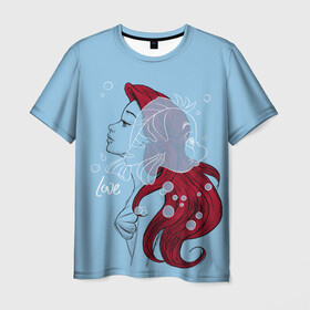 Мужская футболка 3D с принтом Ariel and Flounder в Белгороде, 100% полиэфир | прямой крой, круглый вырез горловины, длина до линии бедер | ariel | disney | princess | sea | shtatdis | ариэль | дисней | русалочка