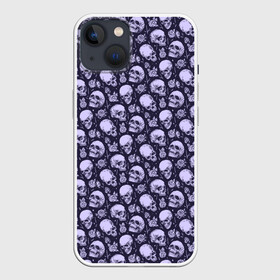 Чехол для iPhone 13 с принтом Черепа в Белгороде,  |  | background | bones | flowers | pattern | roses | skulls | кости | паттерн | розы | фон | цветы | черепа