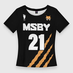 Женская футболка 3D Slim с принтом 21  MSBY  BLACK JACKALS в Белгороде,  |  | black jackals | fly high | haikyuu | hinata | msby | аниме | волейбол | карасуно | некома | хайкью карасуно | хината