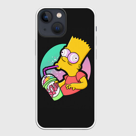 Чехол для iPhone 13 mini с принтом Барт с содой в Белгороде,  |  | bart | simpsons | the simpson | барт | мульт | мультфильм | симпсоны