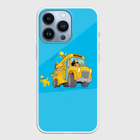 Чехол для iPhone 13 Pro с принтом Автобус в Неверленд в Белгороде,  |  | bart | gomer | liza | simpsons | the simpson | барт | гомер | лиза | мульт | мультфильм | симпсоны