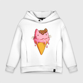 Детское худи Oversize хлопок с принтом Cat Ice Cream в Белгороде, френч-терри — 70% хлопок, 30% полиэстер. Мягкий теплый начес внутри —100% хлопок | боковые карманы, эластичные манжеты и нижняя кромка, капюшон на магнитной кнопке | animal | cat | cute | ice cream | kitty | meow | друг | еда | животные | киска | кися | китти | кот | котенок | котик | котэ | кошечка | кошка | мороженое | мур | мяу | питомец