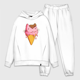 Мужской костюм хлопок OVERSIZE с принтом Cat Ice Cream в Белгороде,  |  | animal | cat | cute | ice cream | kitty | meow | друг | еда | животные | киска | кися | китти | кот | котенок | котик | котэ | кошечка | кошка | мороженое | мур | мяу | питомец