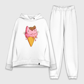 Женский костюм хлопок Oversize с принтом Cat Ice Cream в Белгороде,  |  | animal | cat | cute | ice cream | kitty | meow | друг | еда | животные | киска | кися | китти | кот | котенок | котик | котэ | кошечка | кошка | мороженое | мур | мяу | питомец