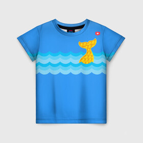 Детская футболка 3D с принтом Pop it Simple Dimple в Белгороде, 100% гипоаллергенный полиэфир | прямой крой, круглый вырез горловины, длина до линии бедер, чуть спущенное плечо, ткань немного тянется | pop it | simple dimple | волны | кит | лайк | море | морские животные | морские обитатели | попит | рыбка | рыбы | сердечко | симпл димпл | тренды | шторм