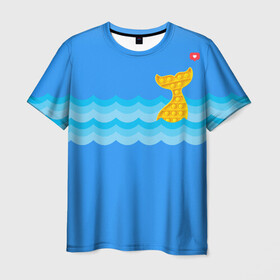 Мужская футболка 3D с принтом Pop it Simple Dimple в Белгороде, 100% полиэфир | прямой крой, круглый вырез горловины, длина до линии бедер | pop it | simple dimple | волны | кит | лайк | море | морские животные | морские обитатели | попит | рыбка | рыбы | сердечко | симпл димпл | тренды | шторм