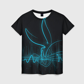 Женская футболка 3D с принтом Bugs Bunny в Белгороде, 100% полиэфир ( синтетическое хлопкоподобное полотно) | прямой крой, круглый вырез горловины, длина до линии бедер | bugs bunny | looney tunes | sj2 | space jam | tune squad | vdkarsvet | бакс банни | космический джем | кролик | луни тюнс | тюн сквад