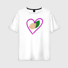 Женская футболка хлопок Oversize с принтом любовь к пельменям в Белгороде, 100% хлопок | свободный крой, круглый ворот, спущенный рукав, длина до линии бедер
 | еда | лаврушка | пельмень | пища | сердечко