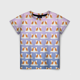 Детская футболка 3D с принтом Pop it Корги Поп-ит корги в Белгороде, 100% гипоаллергенный полиэфир | прямой крой, круглый вырез горловины, длина до линии бедер, чуть спущенное плечо, ткань немного тянется | pop it | корги | поп ит | симпл димпл