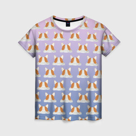 Женская футболка 3D с принтом Pop it Корги Поп-ит корги в Белгороде, 100% полиэфир ( синтетическое хлопкоподобное полотно) | прямой крой, круглый вырез горловины, длина до линии бедер | pop it | корги | поп ит | симпл димпл