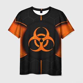 Мужская футболка 3D с принтом ХИМИЧЕСКАЯ ОПАСНОСТЬ 3D в Белгороде, 100% полиэфир | прямой крой, круглый вырез горловины, длина до линии бедер | вредные | знак | опасность | соты | текстура | химия