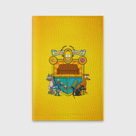 Обложка для паспорта матовая кожа с принтом Simpsons nation в Белгороде, натуральная матовая кожа | размер 19,3 х 13,7 см; прозрачные пластиковые крепления | gomer | simpsons | the simpson | гомер | мульт | мультфильм | симпсоны
