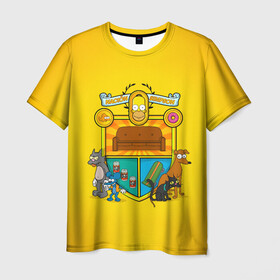 Мужская футболка 3D с принтом Simpsons nation в Белгороде, 100% полиэфир | прямой крой, круглый вырез горловины, длина до линии бедер | gomer | simpsons | the simpson | гомер | мульт | мультфильм | симпсоны